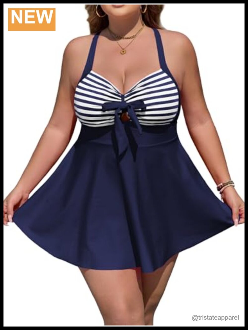 Plus Size Two Piece Tankini Swimsuit Flowy Swimdress with Shorts